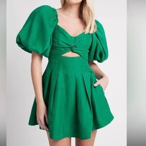 House of Harlow 1960 Emerald Green Puff Sleeve Dress Sz. 6